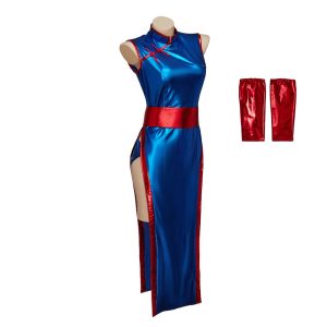 Chichi Cosplay Costume – Sexy High-Slit Blue Cheongsam Dress for Women